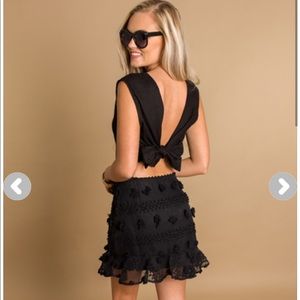 Black Pom Pom Two Piece Skirt & Top Set
